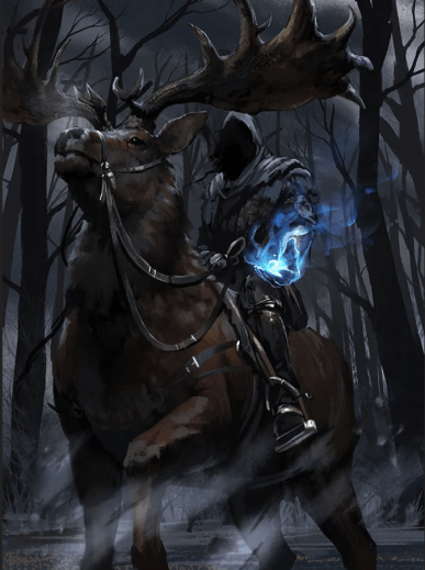 Coldhands astride his elk Zippo