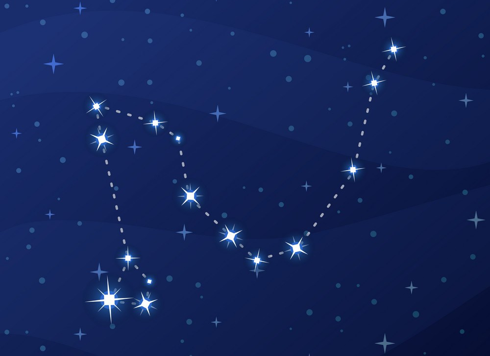 Constellation Draco, Dragon, night star sky