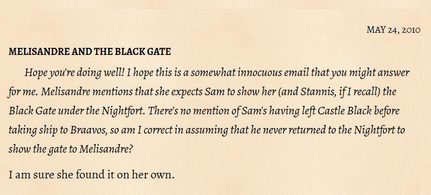 Melisandre Black Gate